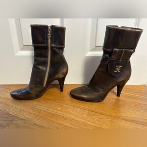 FABI Collection Leather Booties 3.5" Distresssd Brown Fantastic Condition Rare